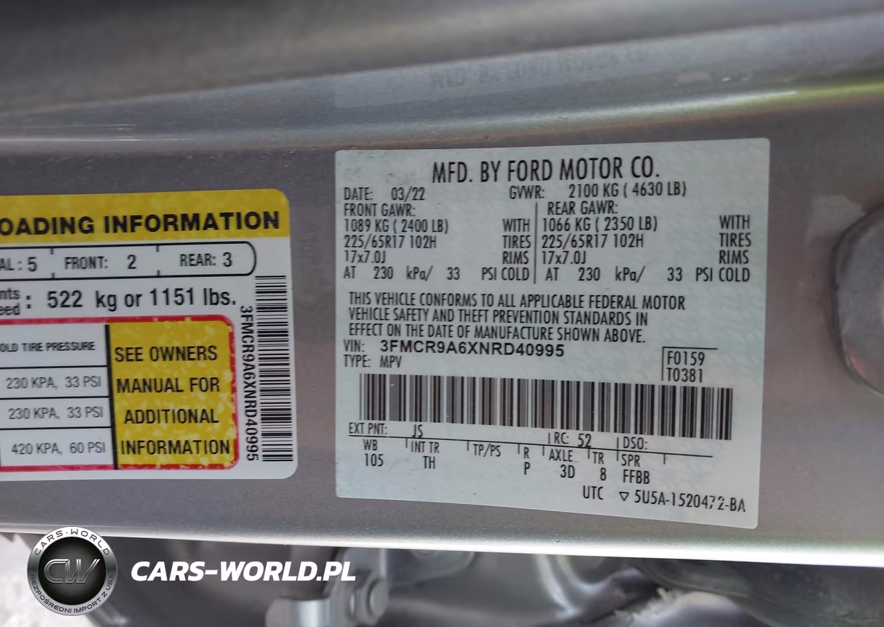 2022 Ford Bronco Sport VIN:3FMCR9A6XNRD40995 - 9