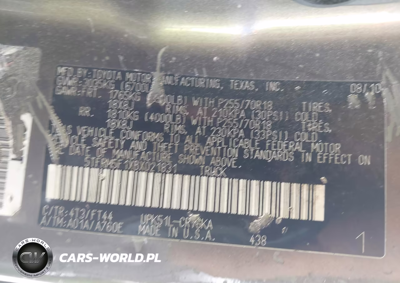 2011 Toyota Tundra Grade 4.6L V8 VIN:5TFRM5F1XBX021831 - 9