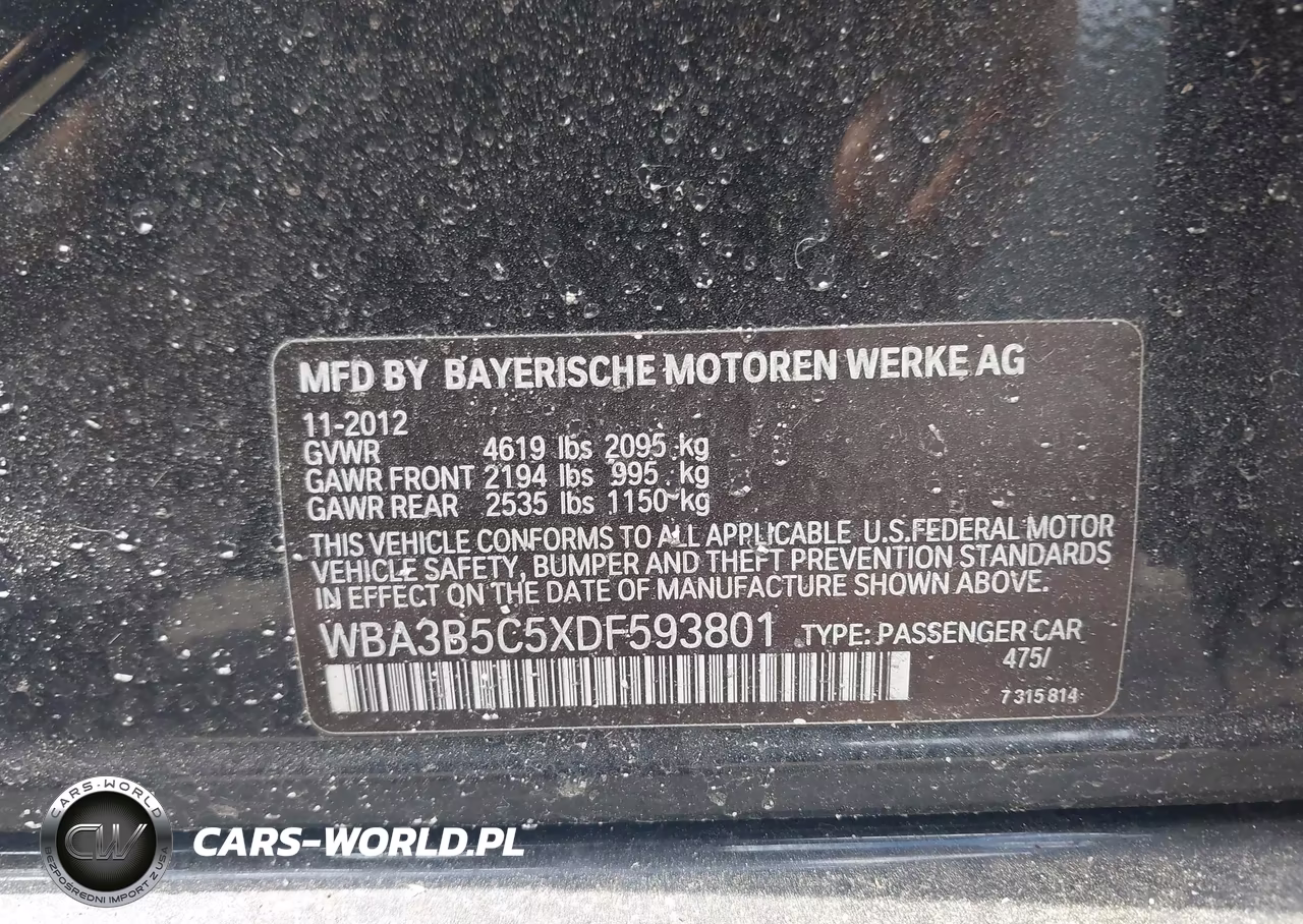2013 BMW 328I xDrive VIN:WBA3B5C5XDF593801 - 9