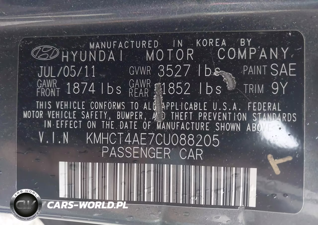 2012 Hyundai Accent Gls VIN:KMHCT4AE7CU088205 - 9