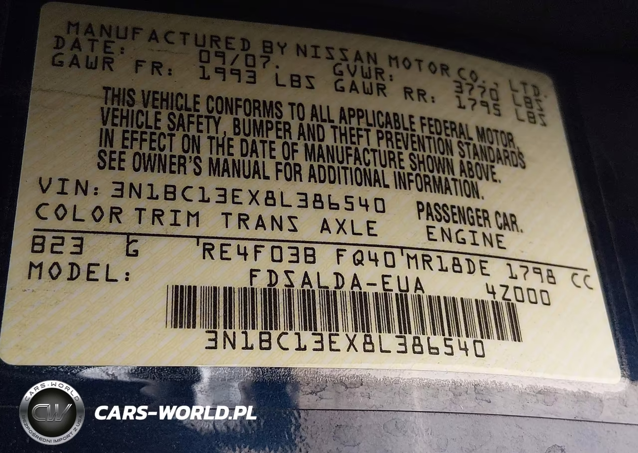 2008 Nissan Versa 1.8S VIN:3N1BC13EX8L386540 - 9
