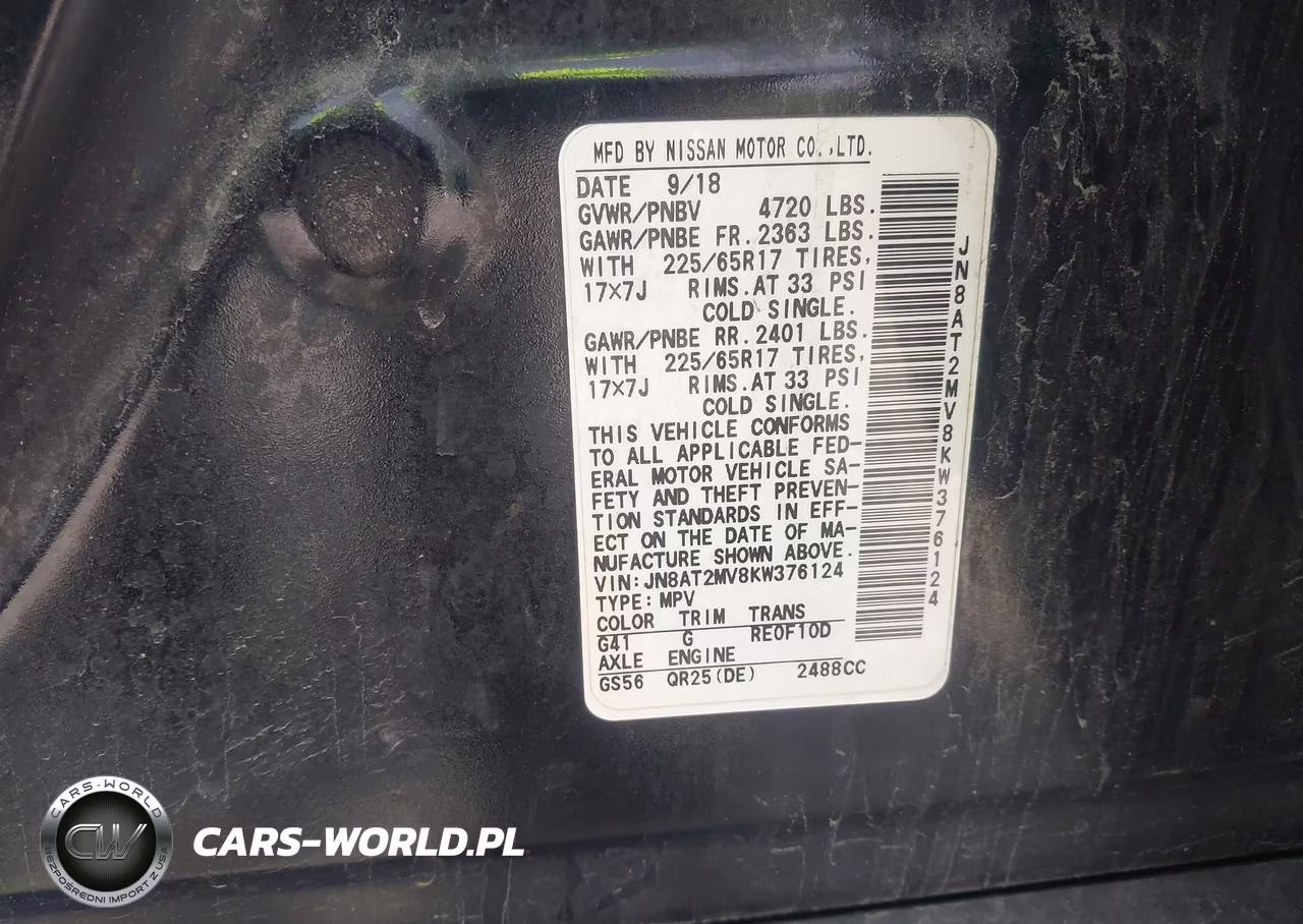 2019 Nissan Rogue Sv VIN:JN8AT2MV8KW376124 - 9