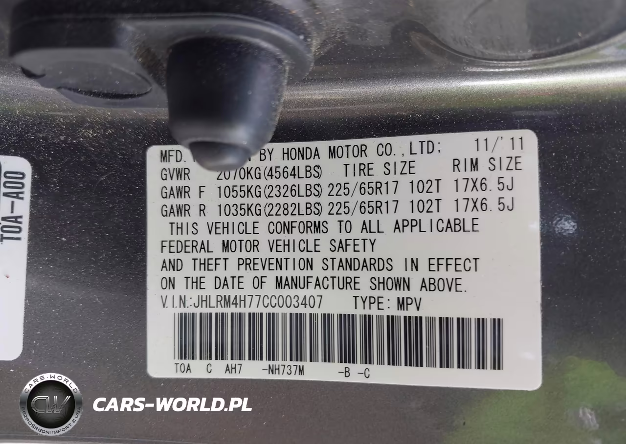 2012 Honda Cr-V Ex-L VIN:JHLRM4H77CC003407 - 9