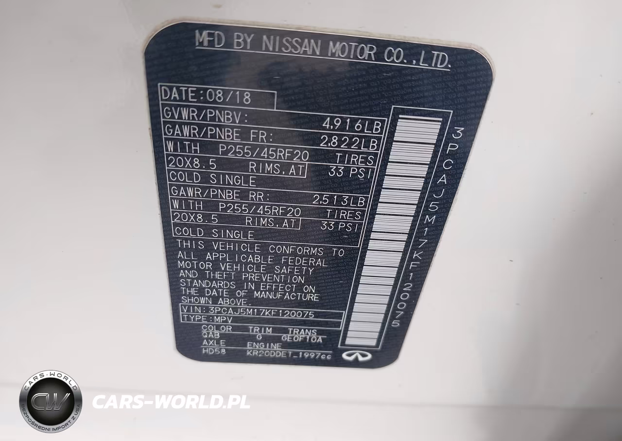 2019 Infiniti Qx50 Essential VIN:3PCAJ5M17KF120075 - 9