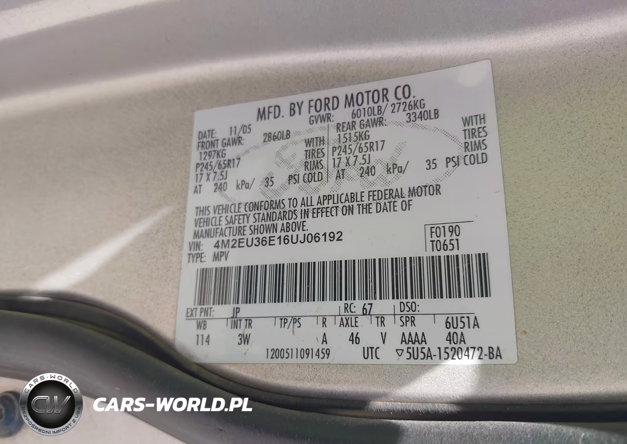 2006 Mercury Mountaineer Convenience VIN:4M2EU36E16UJ06192 - 9