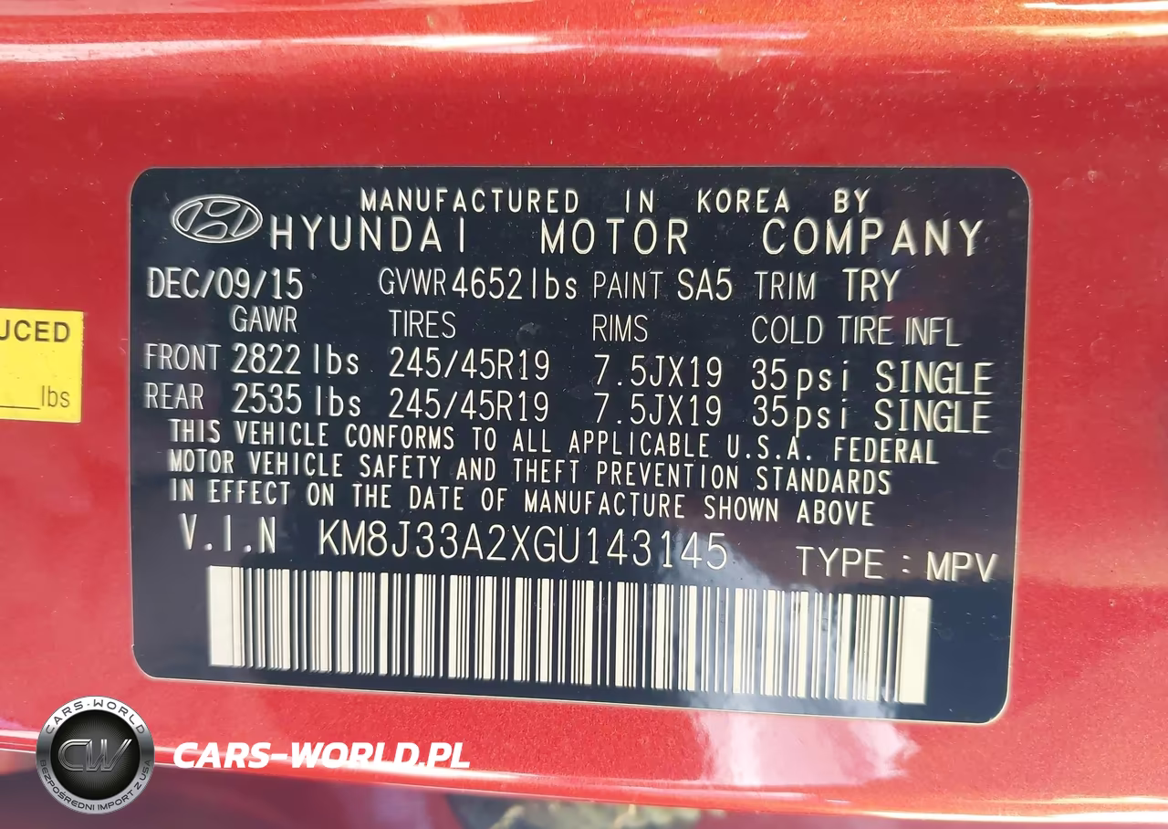 2016 Hyundai Tucson Sport VIN:KM8J33A2XGU143145 - 9