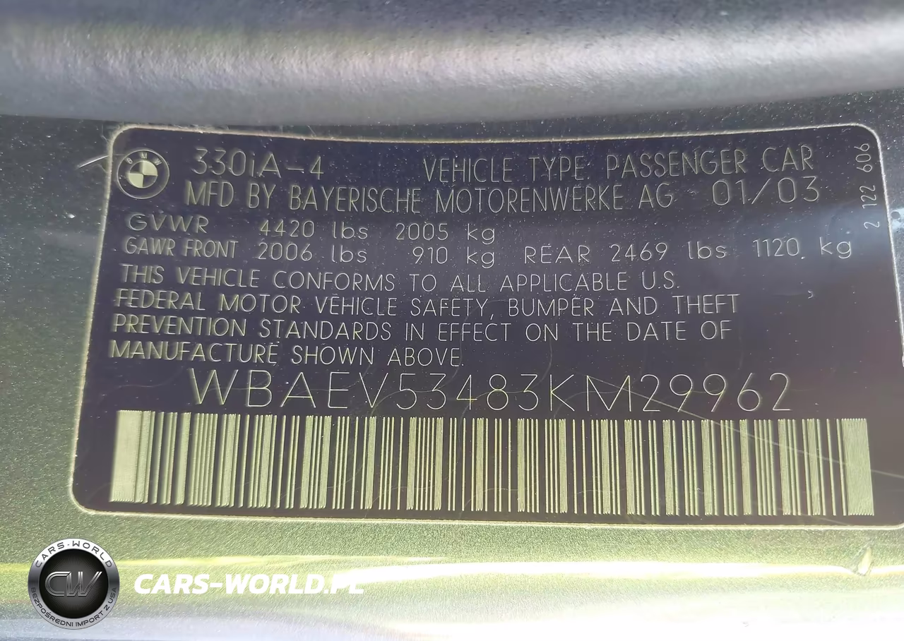 2003 BMW 330I VIN:WBAEV53483KM29962 - 9