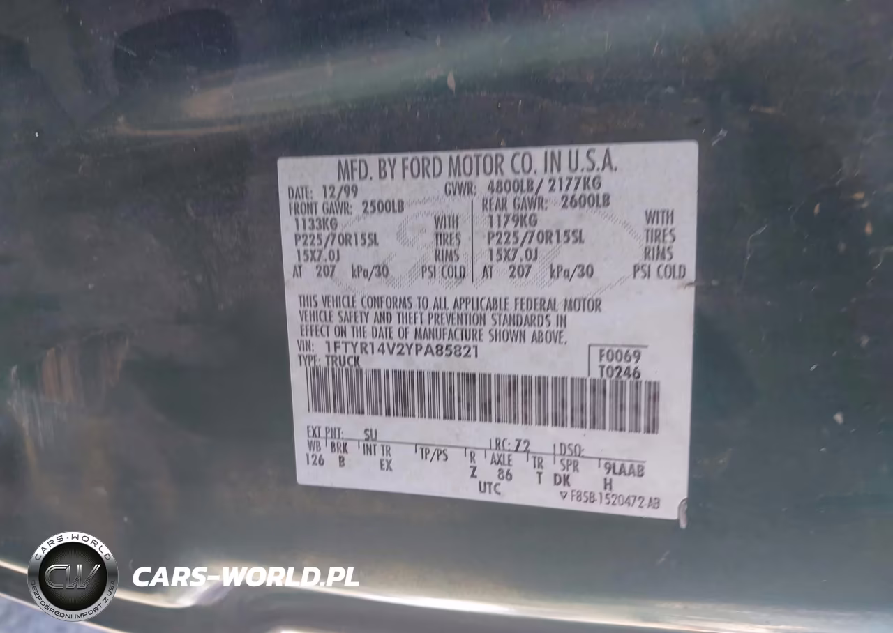 2000 Ford Ranger Xl-Xlt VIN:1FTYR14V2YPA85821 - 9