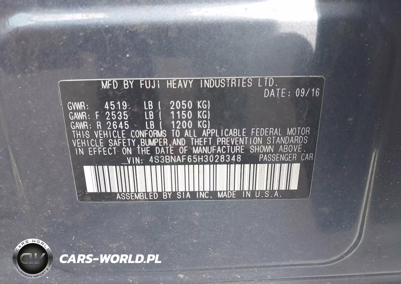 2017 Subaru Legacy 2.5I Premium VIN:4S3BNAF65H3028348 - 9