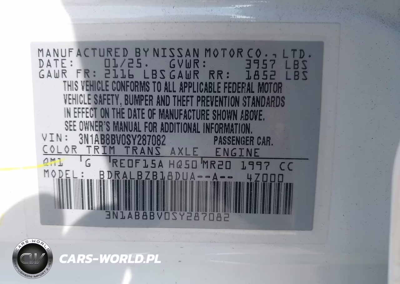 2025 Nissan Sentra S VIN:3N1AB8BV0SY287082 - 9