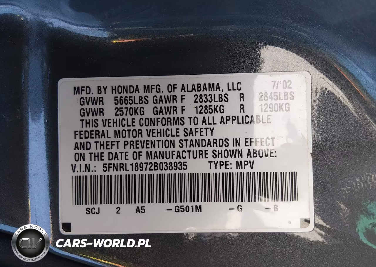 2002 Honda Odyssey Ex-L VIN:5FNRL18972B038935 - 9