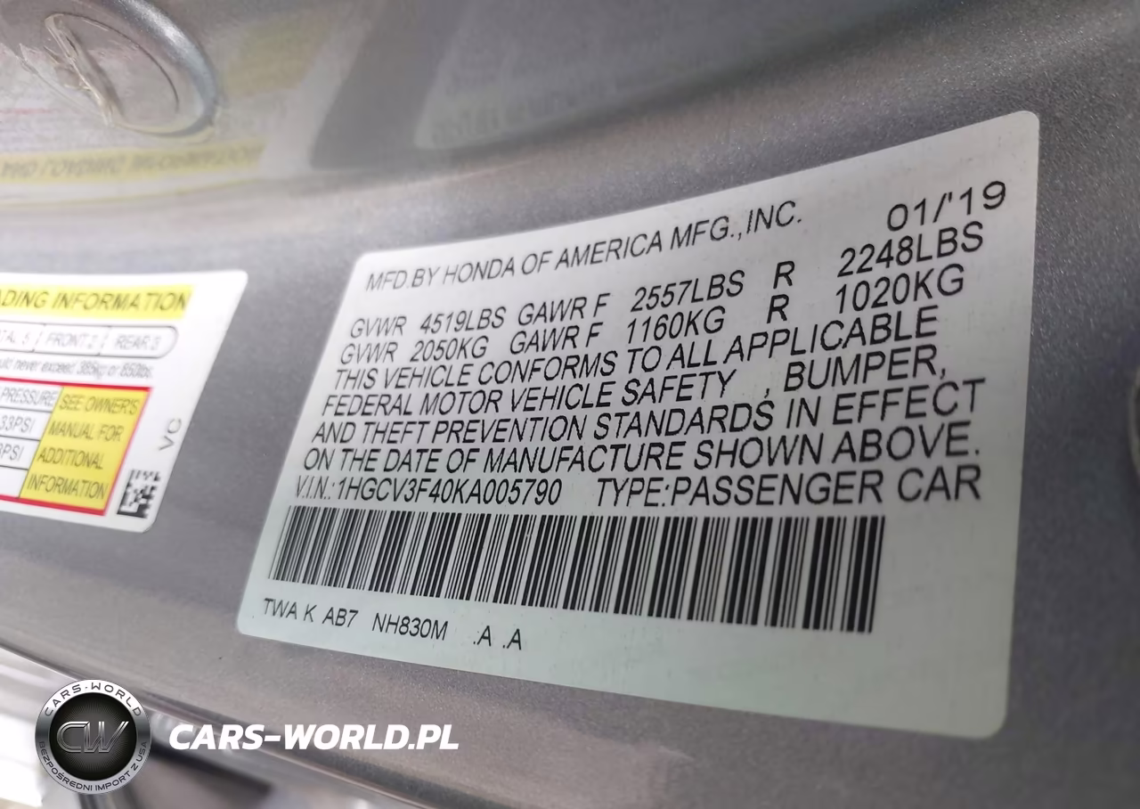 2019 Honda Accord Hybrid Ex VIN:1HGCV3F40KA005790 - 9