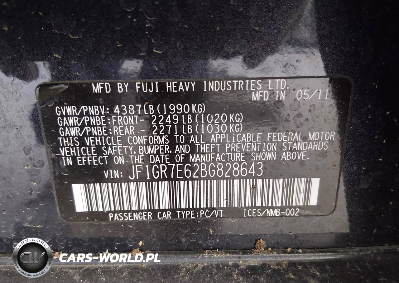 2011 Subaru Impreza Wrx VIN:JF1GR7E62BG828643 - 9