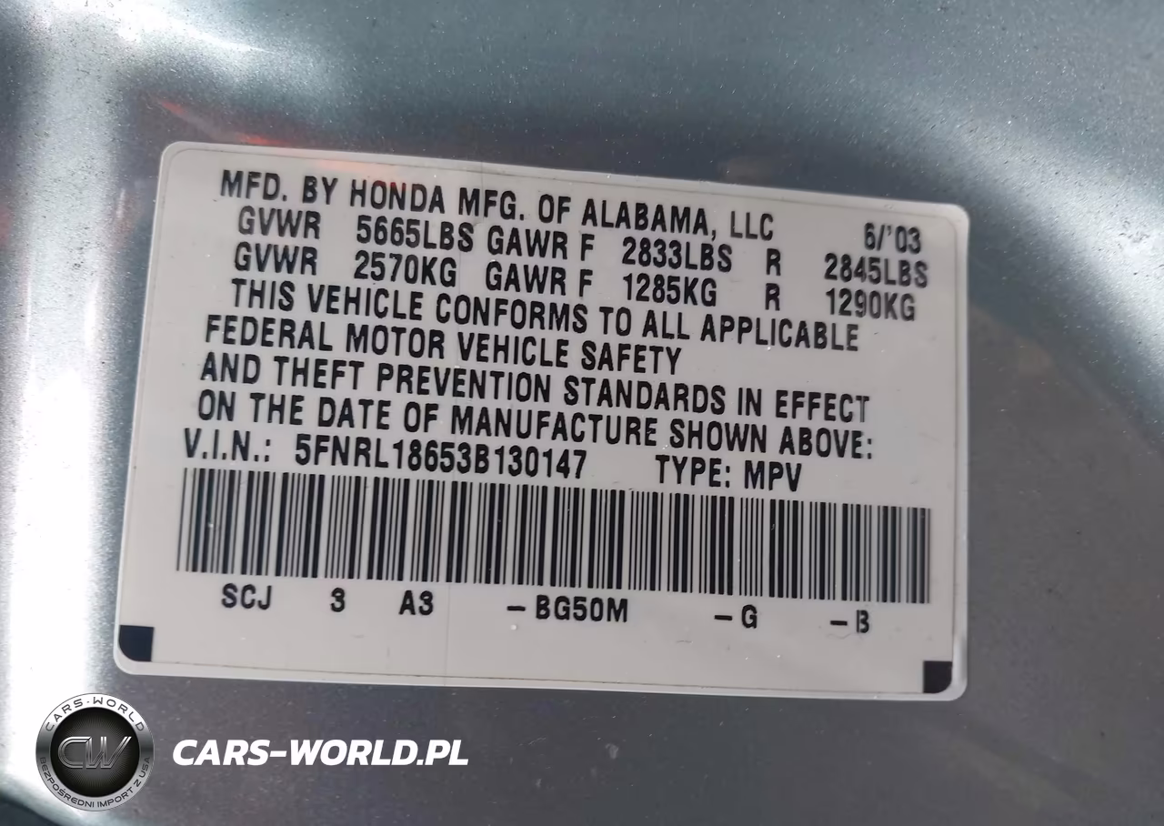 2003 Honda Odyssey Ex VIN:5FNRL18653B130147 - 9