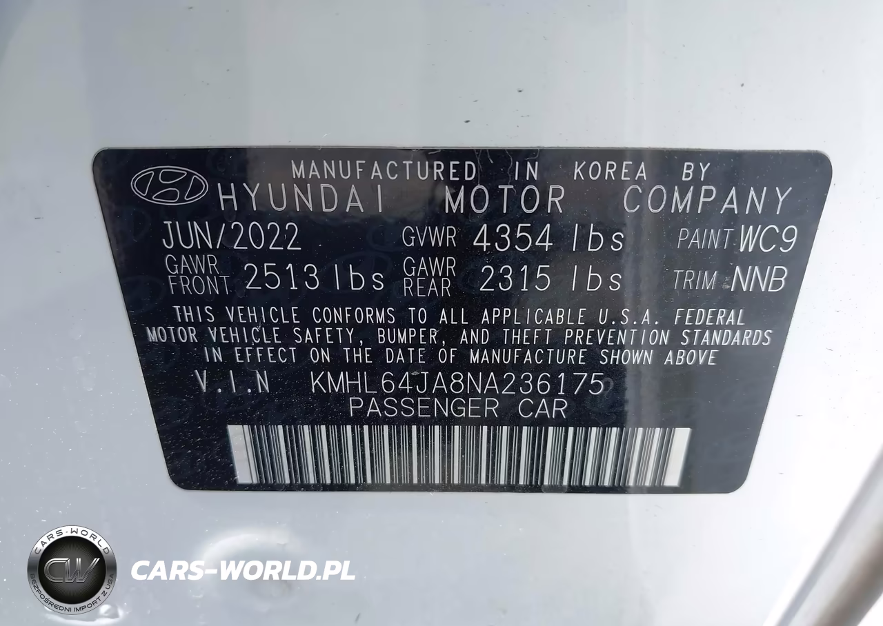 2022 Hyundai Sonata Sel VIN:KMHL64JA8NA236175 - 9