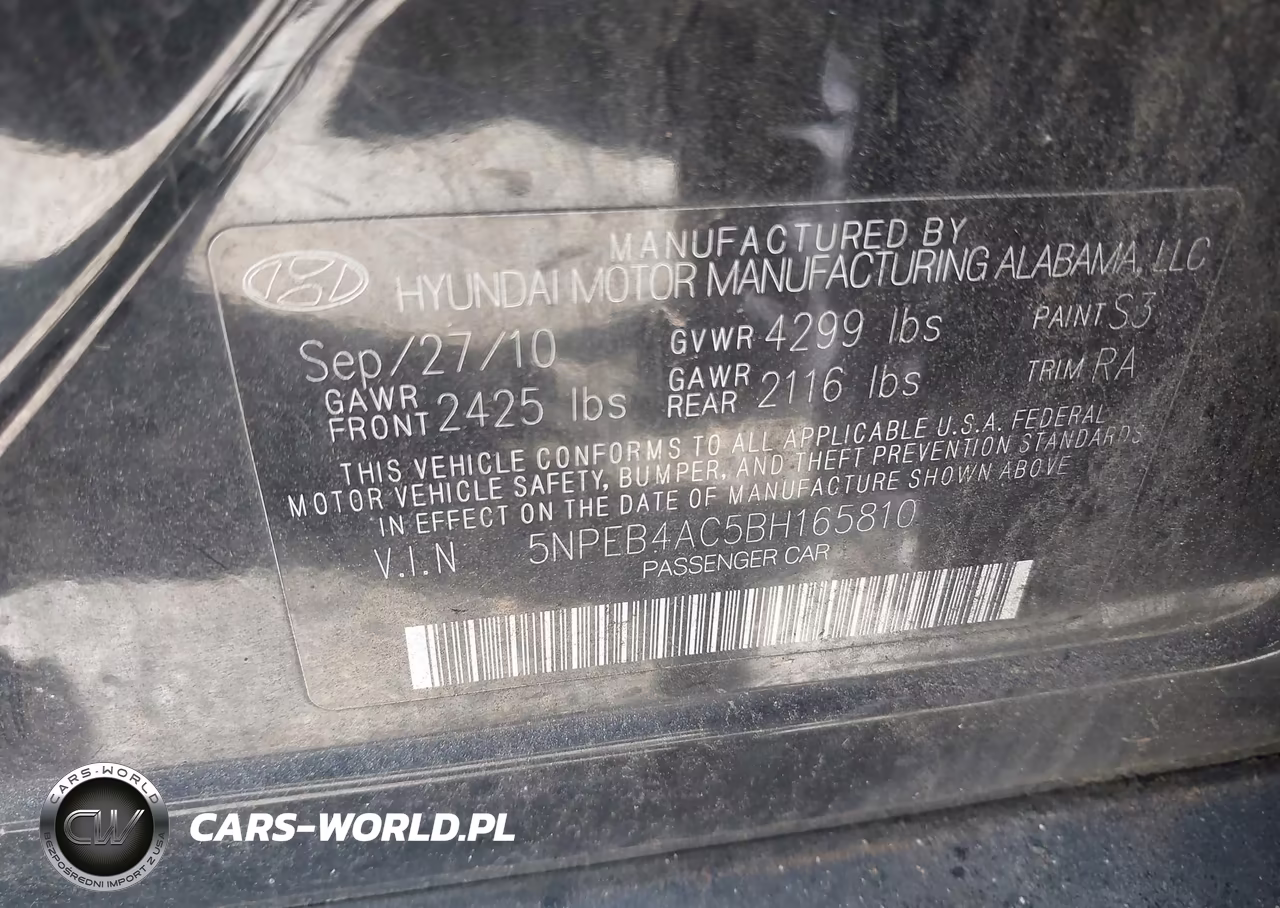 2011 Hyundai Sonata Gls VIN:5NPEB4AC5BH165810 - 9
