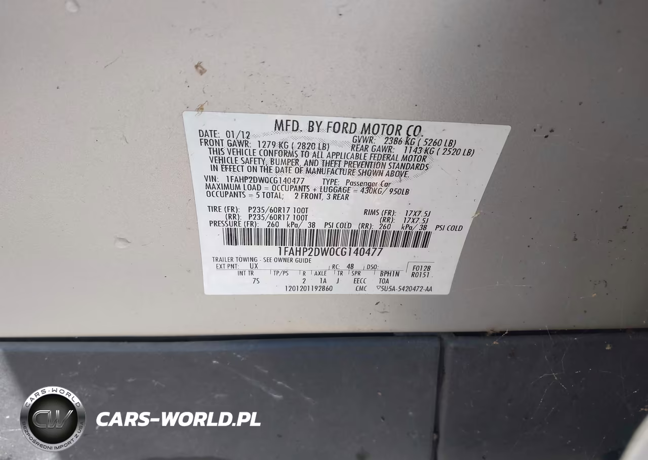 2012 Ford Taurus Se VIN:1FAHP2DW0CG140477 - 9
