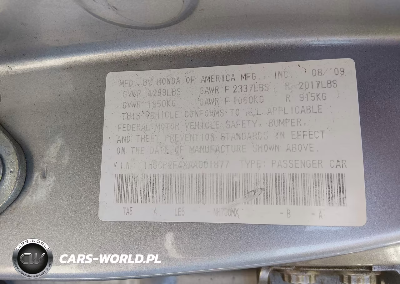 2010 Honda Accord 2.4 Lx-P VIN:1HGCP2F4XAA001877 - 9