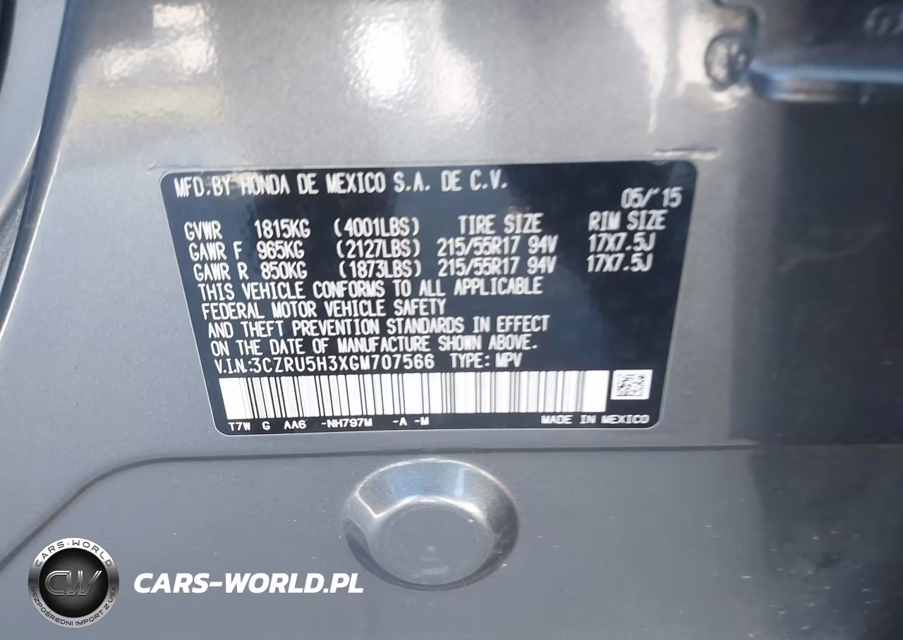 2016 Honda Hr-V Lx VIN:3CZRU5H3XGM707566 - 9