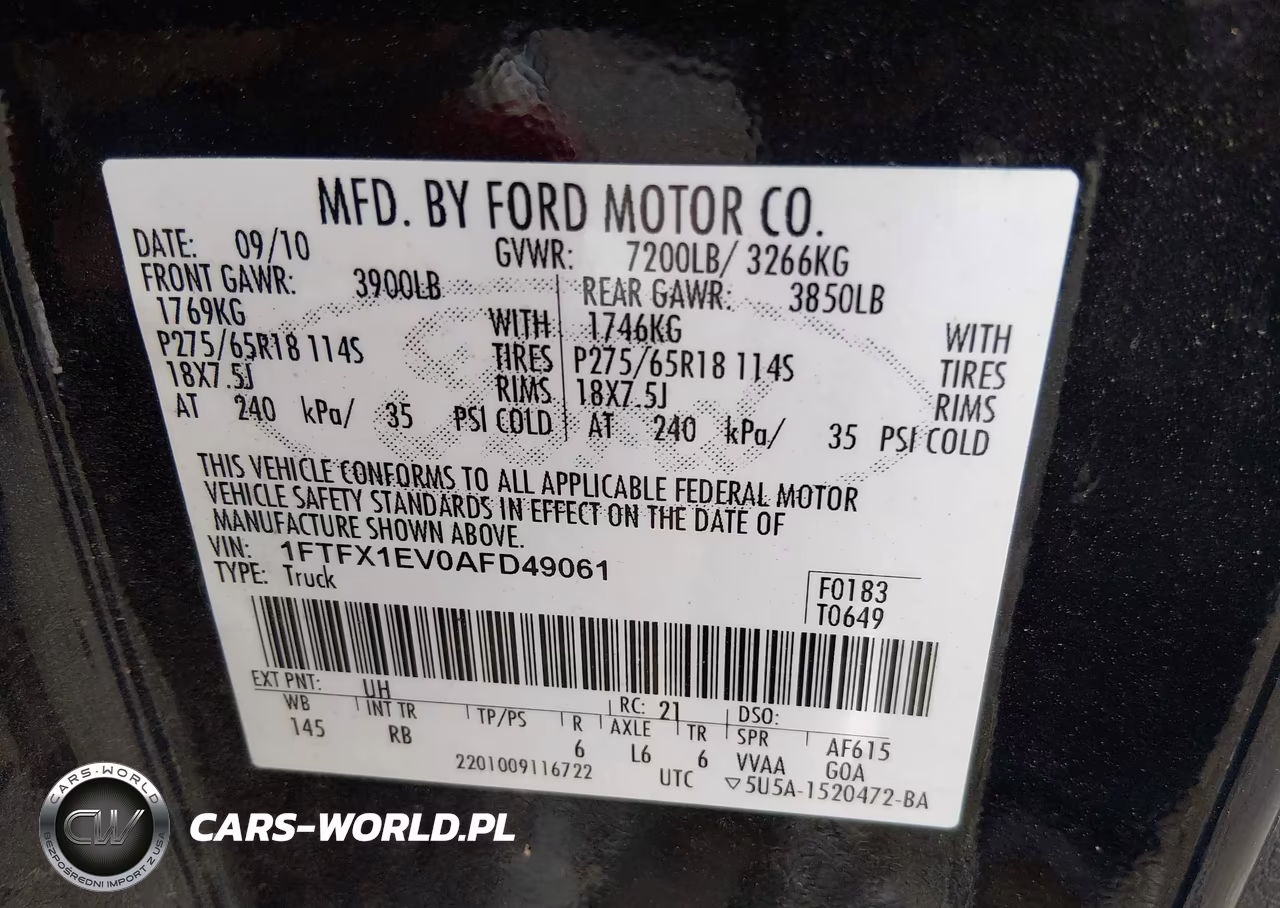 2010 Ford F-150 Fx4-Lariat-Xl-Xlt VIN:1FTFX1EV0AFD49061 - 9