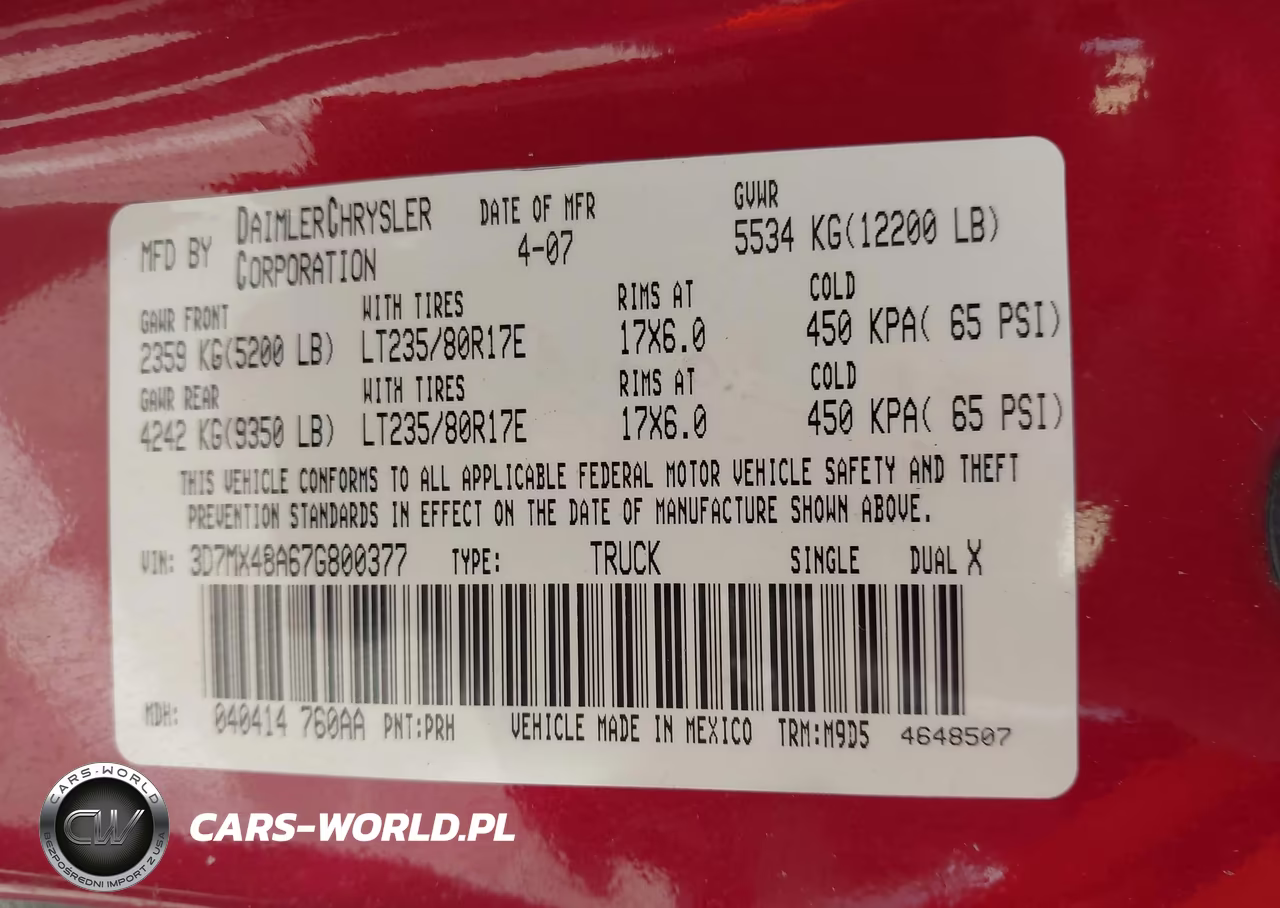 2007 Dodge Ram 3500 Slt-Sport VIN:3D7MX48A67G800377 - 8