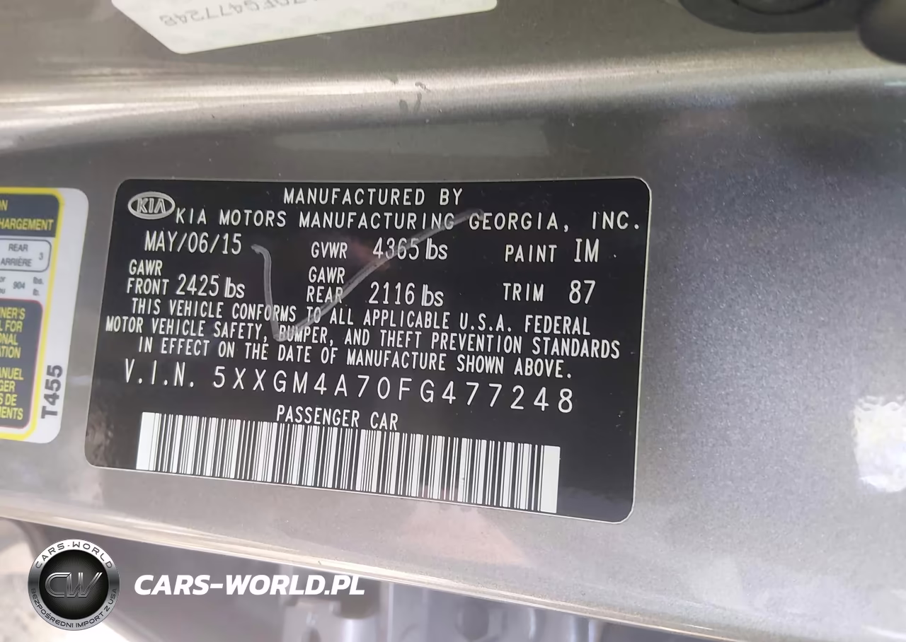 2015 Kia Optima Lx VIN:5XXGM4A70FG477248 - 9