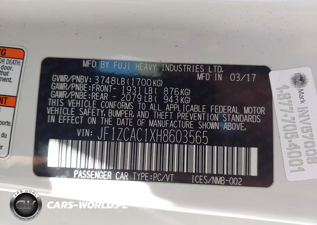 2017 Subaru Brz Limited VIN:JF1ZCAC1XH8603565 - 9