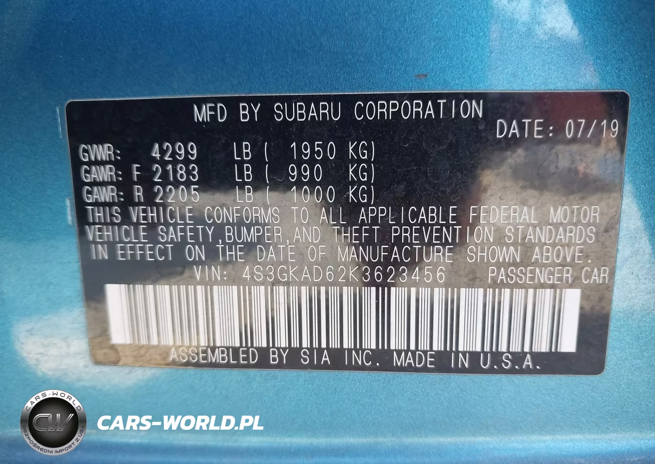 2019 Subaru Impreza 2.0I Premium VIN:4S3GKAD62K3623456 - 9