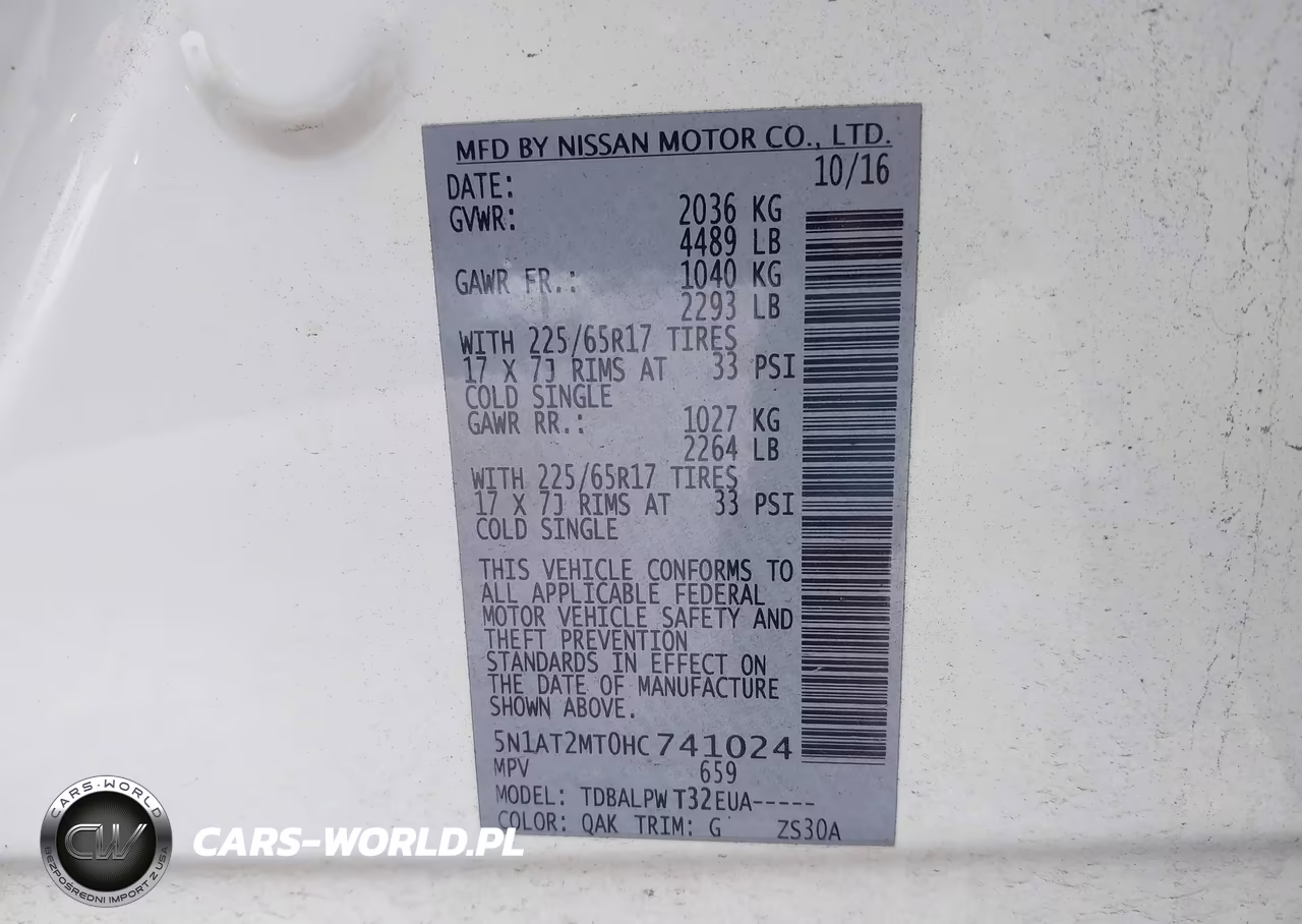 2017 Nissan Rogue S VIN:5N1AT2MT0HC741024 - 9