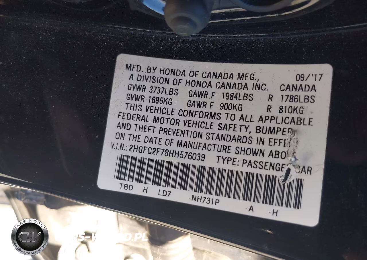 2017 Honda Civic Ex VIN:2HGFC2F78HH576039 - 9