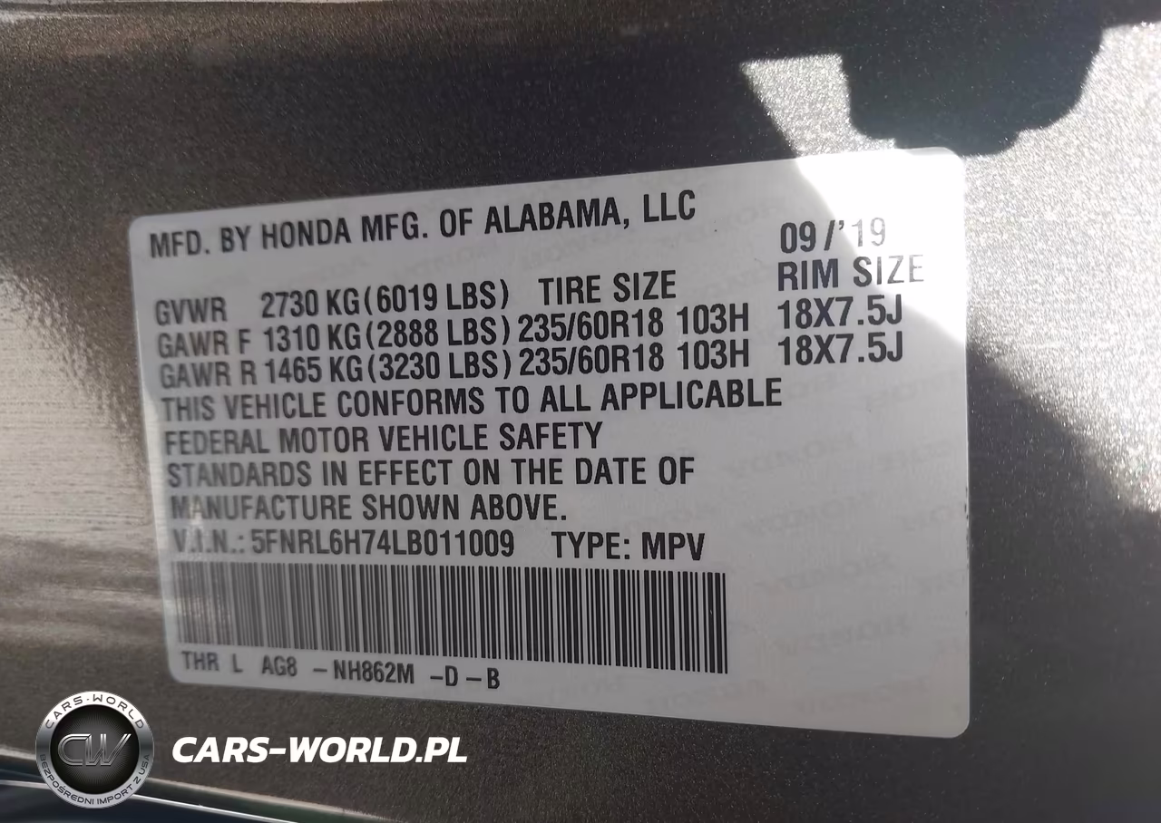 2020 Honda Odyssey Ex-L-Ex-L W-Navi Res VIN:5FNRL6H74LB011009 - 9