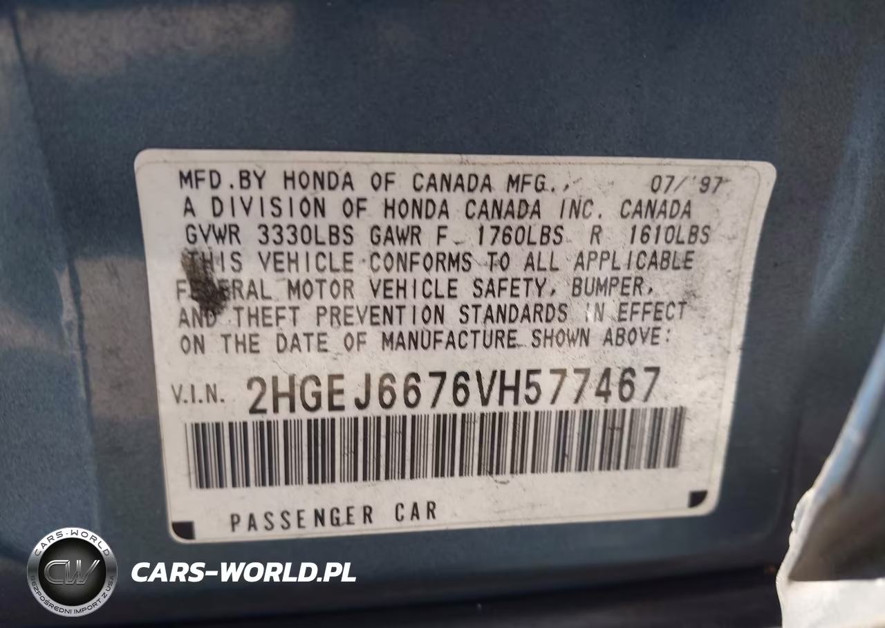 1997 Honda Civic Lx VIN:2HGEJ6676VH577467 - 9