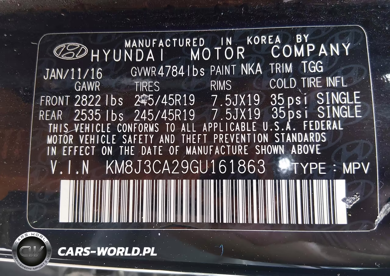 2016 Hyundai Tucson Sport VIN:KM8J3CA29GU161863 - 9