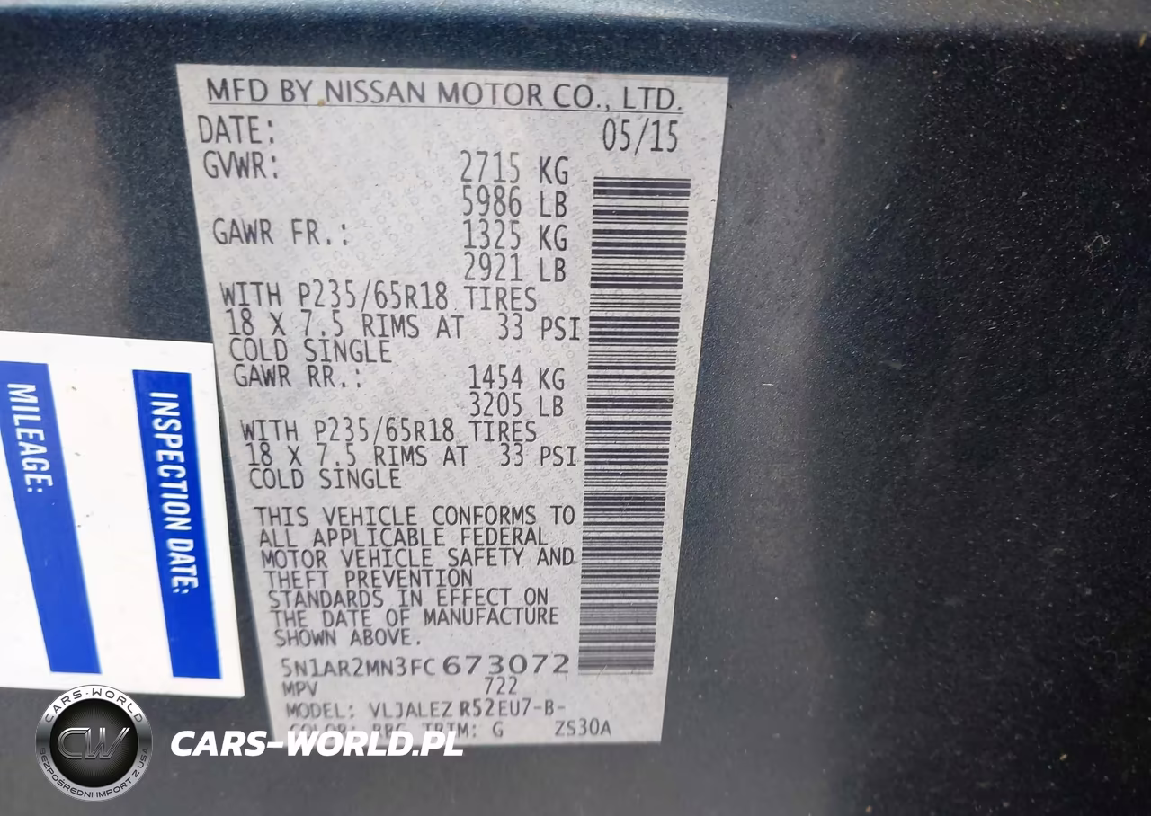 2015 Nissan Pathfinder Platinum-S-Sl-Sv VIN:5N1AR2MN3FC673072 - 9