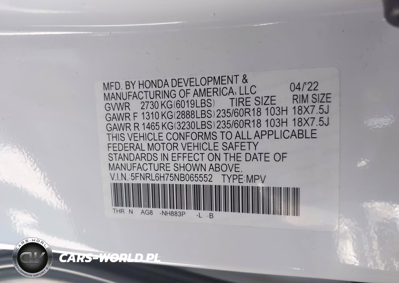 2022 Honda Odyssey Ex-L VIN:5FNRL6H75NB065552 - 9