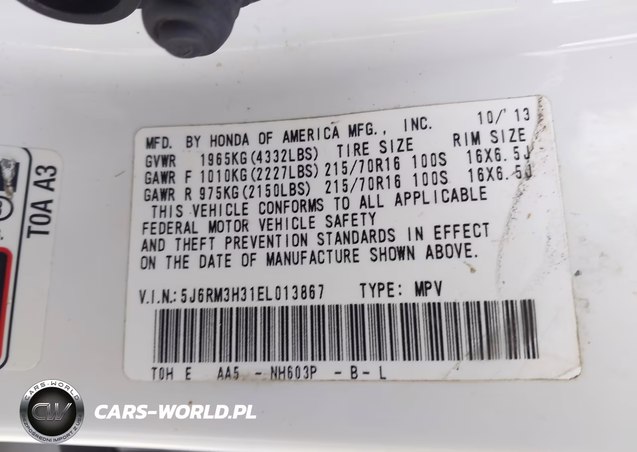 2014 Honda Cr-V Lx VIN:5J6RM3H31EL013867 - 9