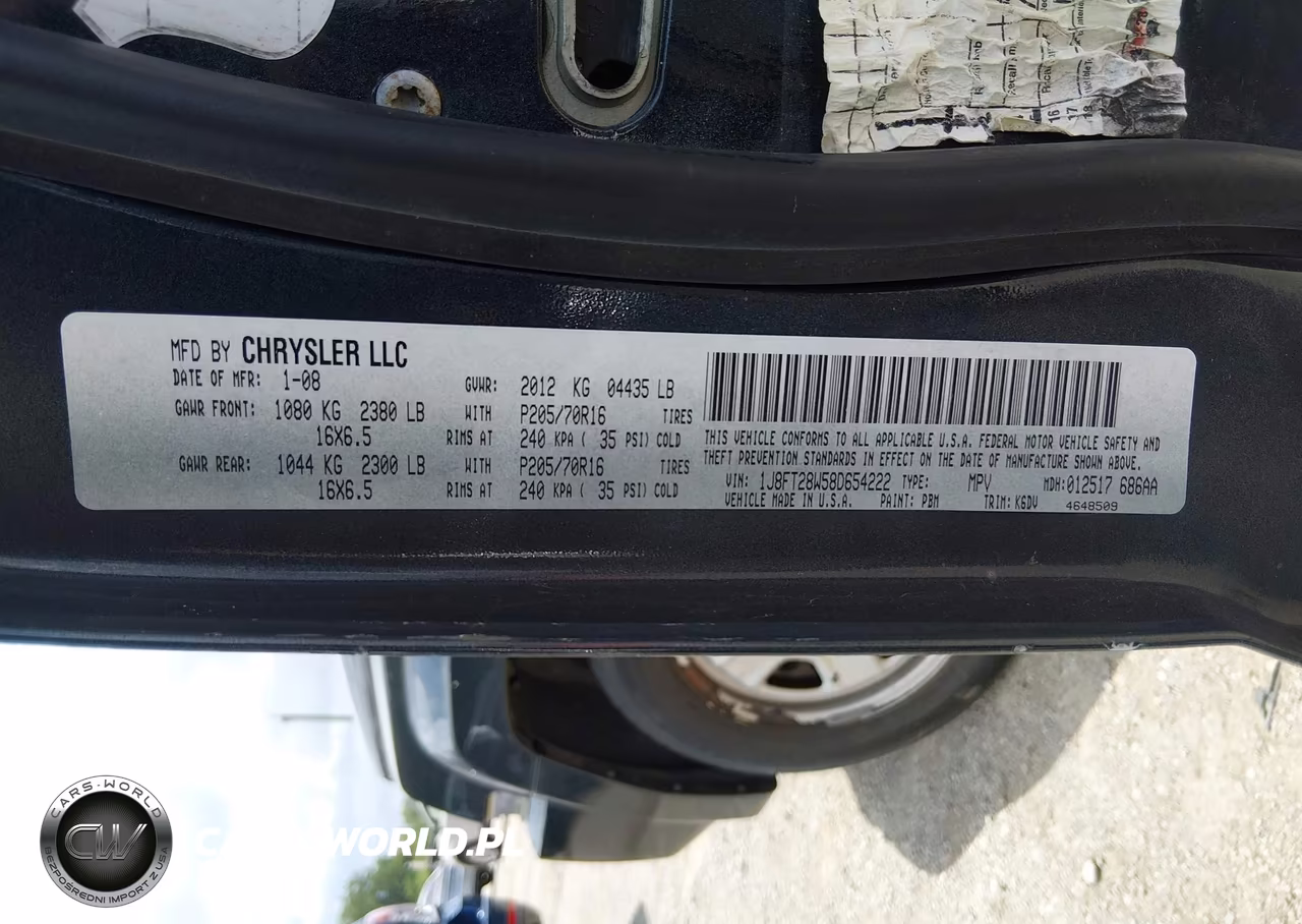2008 Jeep Patriot Sport VIN:1J8FT28W58D654222 - 9