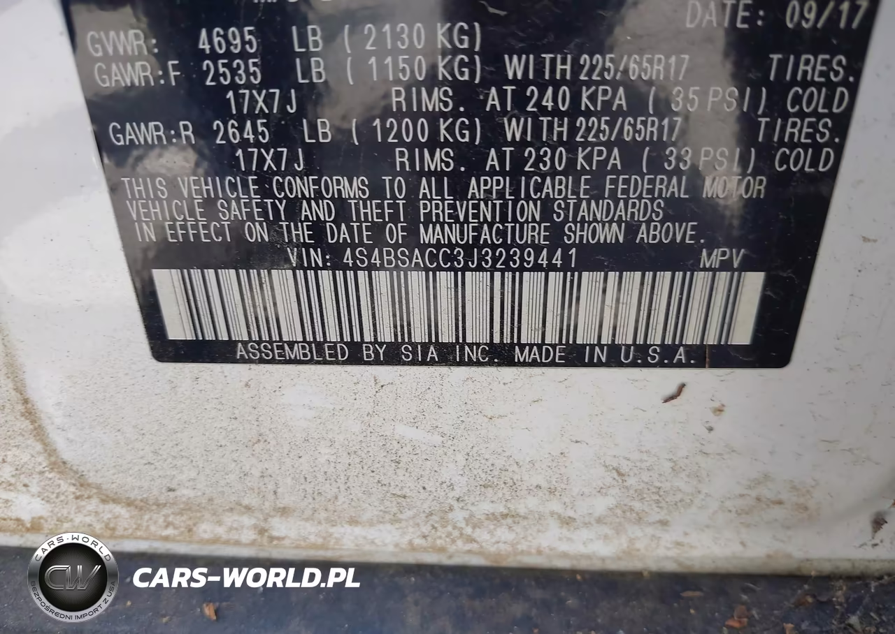 2018 Subaru Outback 2.5I Premium VIN:4S4BSACC3J3239441 - 9