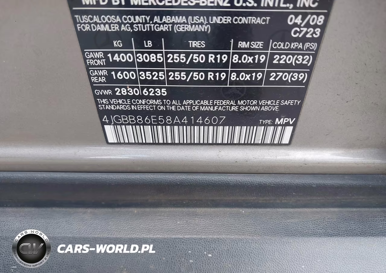 2008 Mercedes-Benz Ml 350 4Matic VIN:4JGBB86E58A414607 - 9