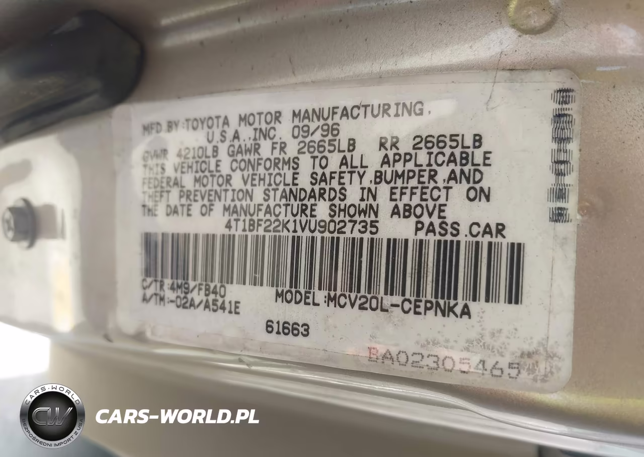 1997 Toyota Camry Le V6 VIN:4T1BF22K1VU902735 - 9