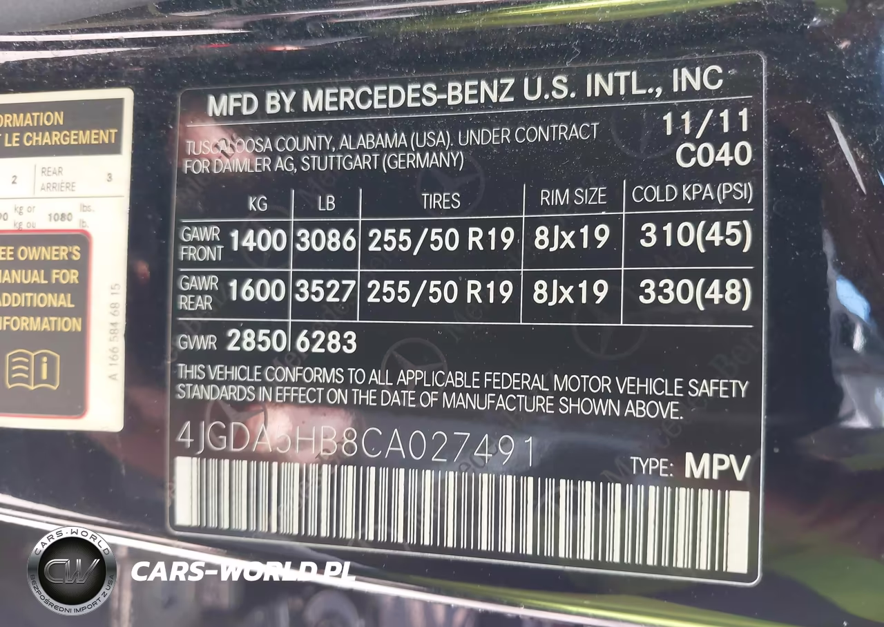 2012 Mercedes-Benz Ml 350 4Matic VIN:4JGDA5HB8CA027491 - 9