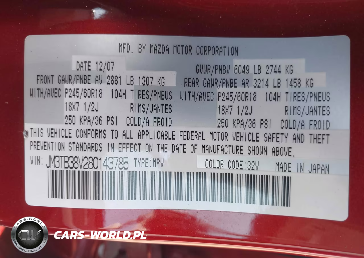 2008 Mazda Cx-9 Touring VIN:JM3TB38V280143785 - 9