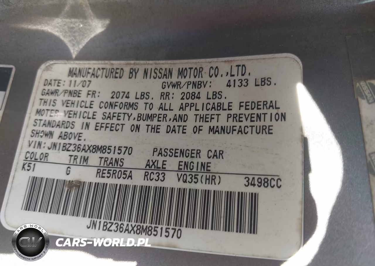 2008 Nissan 350Z Enthusiast VIN:JN1BZ36AX8M851570 - 9