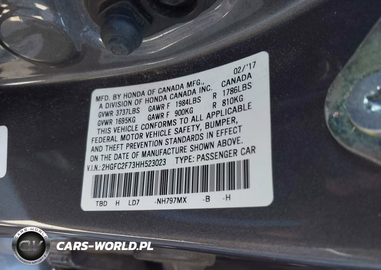2017 Honda Civic Ex VIN:2HGFC2F73HH523023 - 9