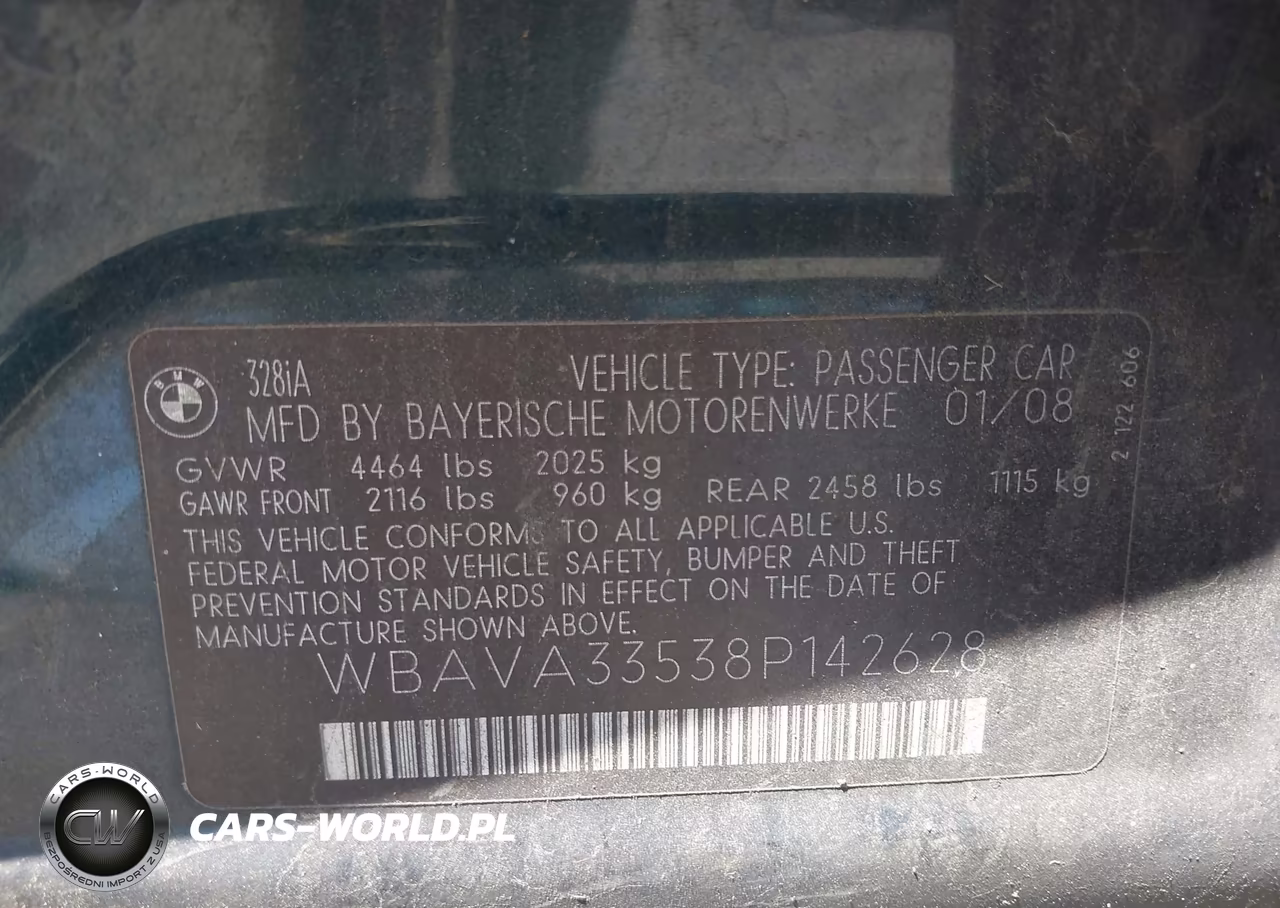 2008 BMW 328I VIN:WBAVA33538P142628 - 9