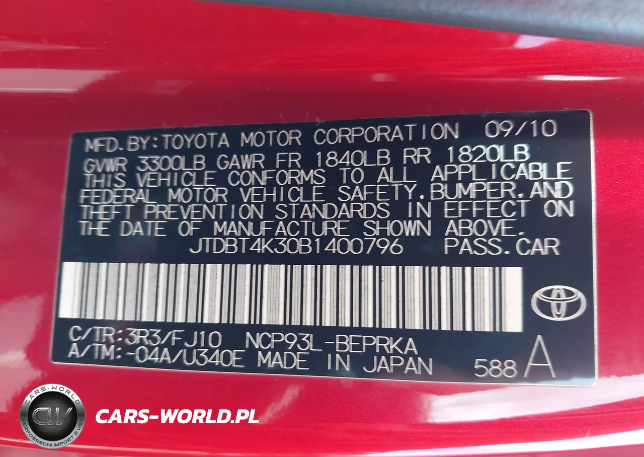 2011 Toyota Yaris VIN:JTDBT4K30B1400796 - 9