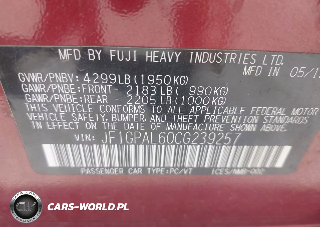 2012 Subaru Impreza 2.0I Sport Premium VIN:JF1GPAL60CG239257 - 9