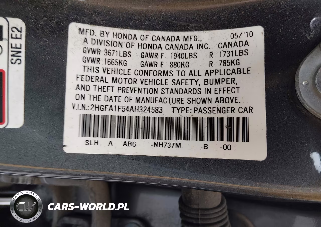2010 Honda Civic Lx VIN:2HGFA1F54AH324583 - 9