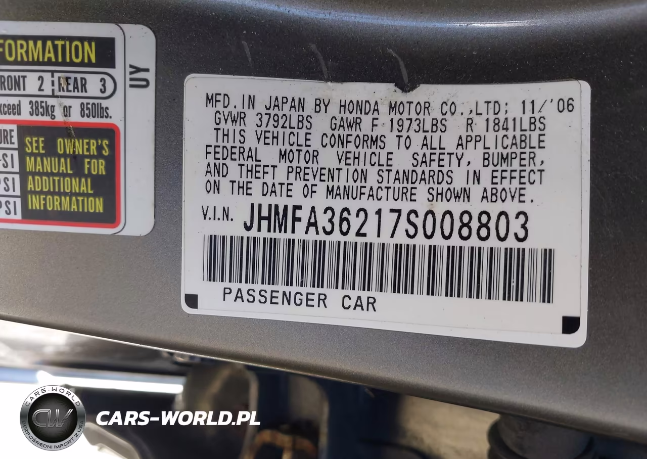 2007 Honda Civic Hybrid VIN:JHMFA36217S008803 - 9