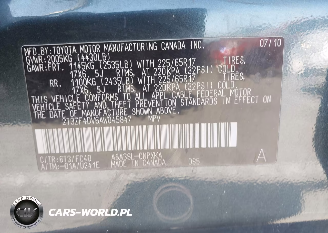 2010 Toyota Rav4 VIN:2T3ZF4DV6AW045847 - 9